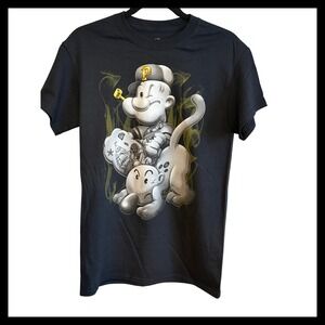 Popeye T Shirt Black Graphic Print Short Sleeve Crew Neck Cotton Size S
